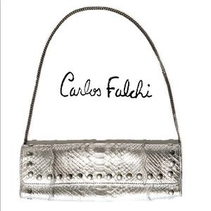 Authentic CARLOS FALCHI Leather Python Clutch Bag